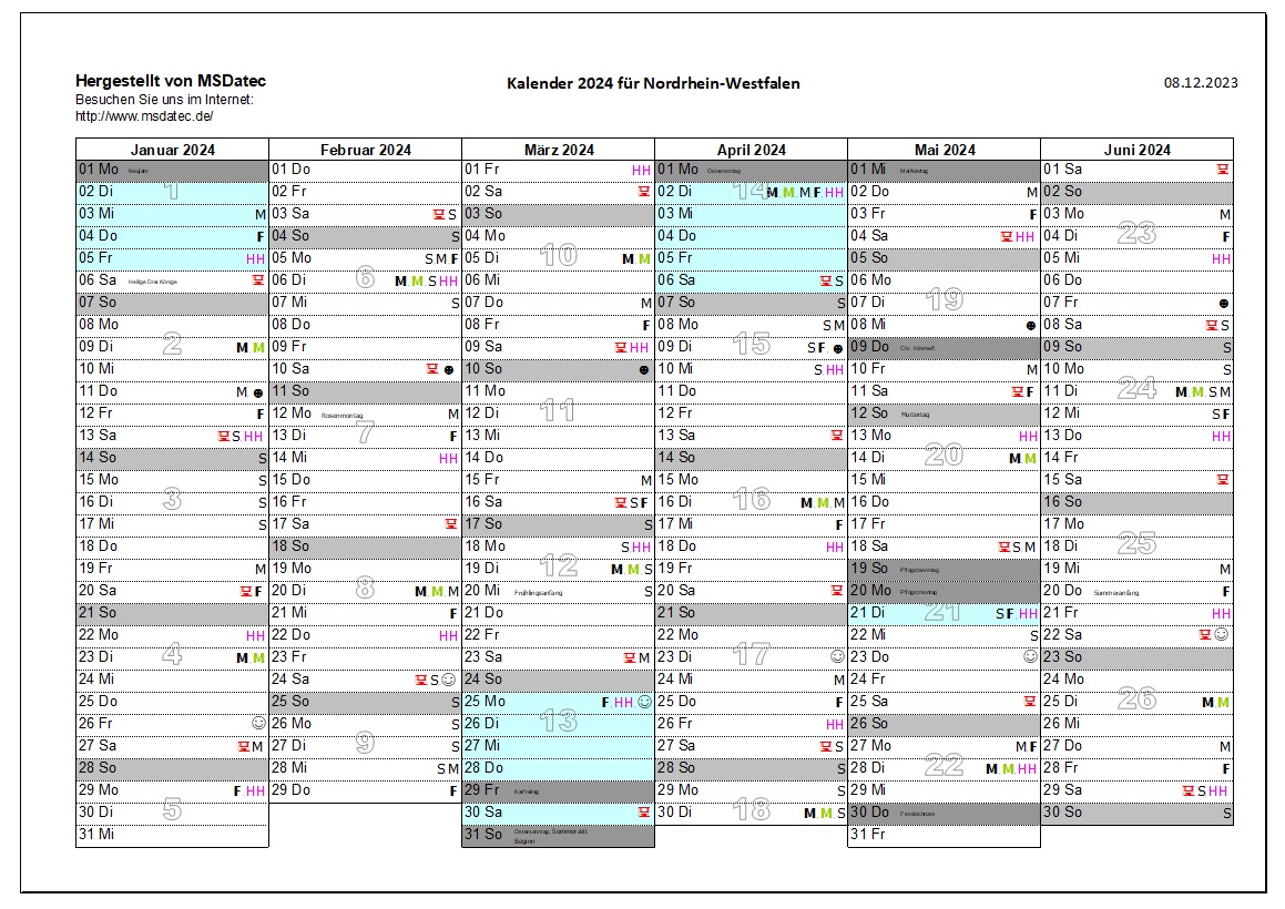 Kalender mit MS Excel erstellen