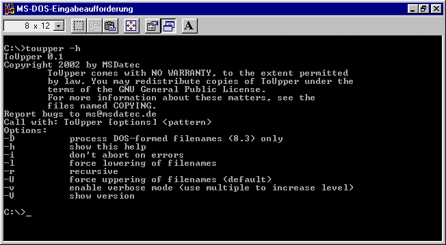 Bildschirmfoto toupper.exe