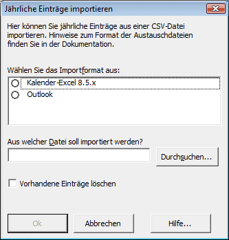 Dialogfenster 'Jhrliche Eintrge importieren'