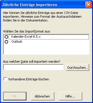 Dialogfenster 'Jhrliche Eintrge importieren'