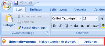 Makro-Sicherheitshinweis Excel 2007 Makro-Sicherheitshinweis Excel 2007