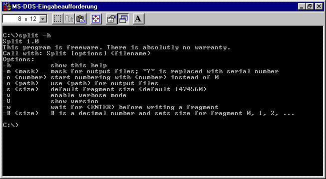 Bildschirmfoto split.exe